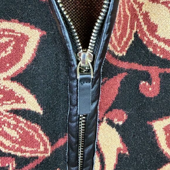 Chico’s Ruana Front Zip Sweater Knit Poncho Cape Cardigan Black Fall Floral S M - Picture 9 of 16